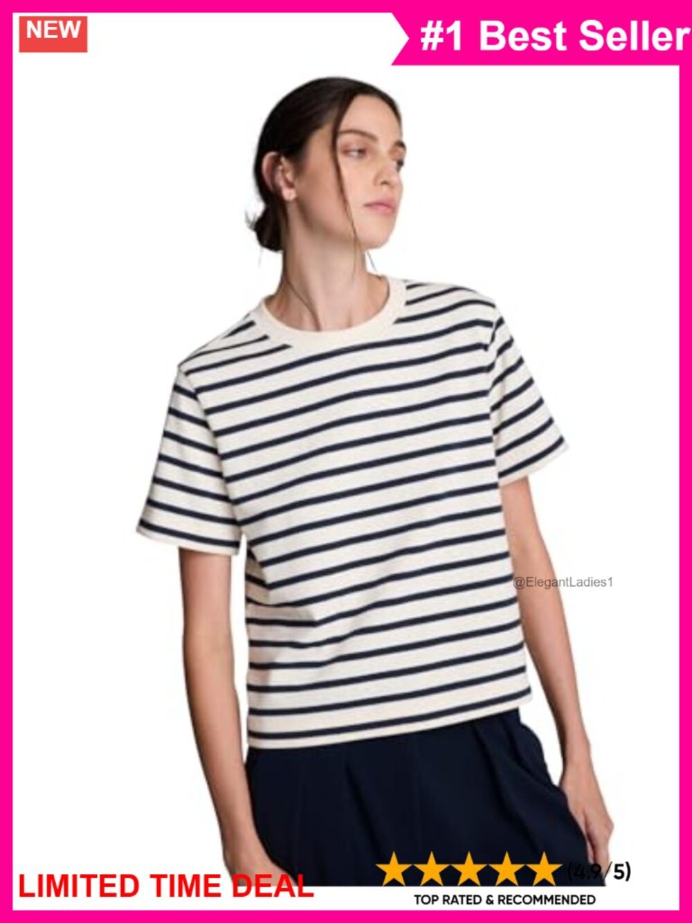 Kenneth Cole New York Short Sleeve Striped Cotton Tee